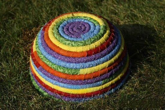 rainbow-like fabric storage basket